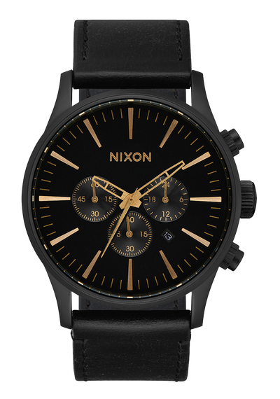Sentry Chrono Leather - Matte Black / Gold / Black