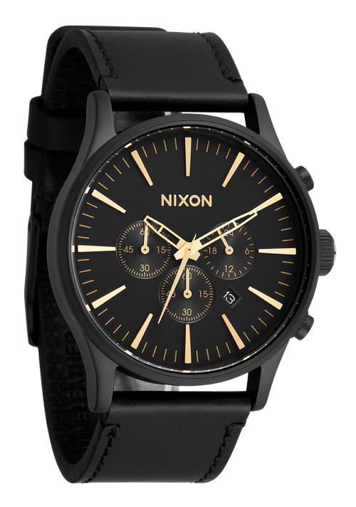 Sentry Chrono Leather - Matte Black / Gold / Black