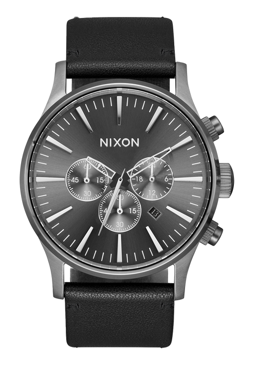 Sentry Chrono Leather - All Gunmetal / Black