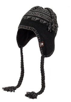 Bennett Earflap Beanie - Black / Gray