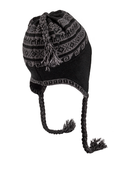 Bennett Earflap Beanie - Black / Gray View 2