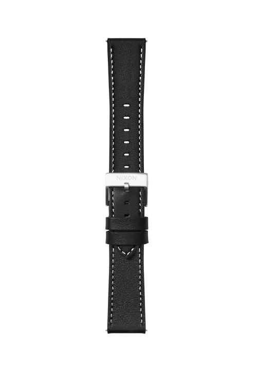 20mm Stitched Leather Band - Black