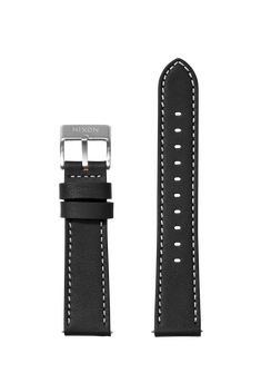 23mm Stitched Leather Band - Black